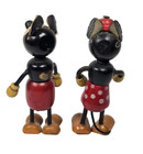 1930s Mickey   Minnie Mouse Pair Early Wood Fun E Flex Walt Disney  Figures Mkd