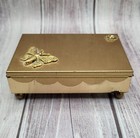Vintage Gold Tone Butterfly Rose Trinket Jewelry Gift Box