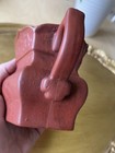 Chinese Yixing Pottery   Red Clay Pitcher   3   Jug Embossed Rabbit And Crane