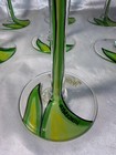 Magellani Hand Painted Iris Martini Glasses Set 7 8in Glass Green Stem Arbizzani