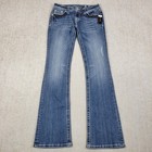 Miss Me Jeans Women 28 Blue Bootcut Rhinestones Distressed Stretch Denim Western