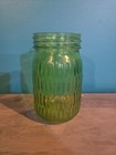 Antique Hoosier 6  Green Ribbed Uranium Jar