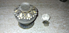 Vintage Brass Rhinestone   Crystal Glass Perfume Decanter Bottle