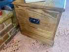 Old Antique Pine Chest  Vintage Wooden Storage Trunk  Blanket Box  Coffee Table 
