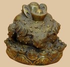 Antique Chinese Qianlong Mark Brass Money Frog - Feng Shui Wealth Sculptur