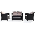 4pcs Outdoor Rattan Furniture Set Cushioned Sofa W armrest Home