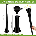 4 Pieces Collapsible Stadium Horn 24 Inch Vuvuzela Plastic Trumpet Horn Blow Hor