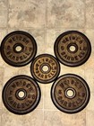 Vintage Weider Gold Barbell Standard  4  5lb   1 3lb  Weight Plates 23lbs Htf