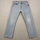 Vintage Levis Jeans Mens 33x28 Light Wash 501 Distressed Worn Straight Leg Usa