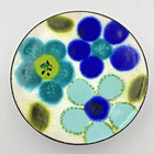 Mid Century Modern Enamel On Copper Footed Plate Bowl Floral Abstract 6    Studio