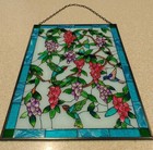 15 X 10  Vintage Style Stained Glass Hummingbird Window Hanging Suncatcher Panel
