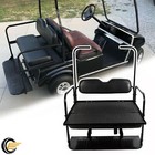 Fit Ezgo Txt Golf Cart 1995  Flip Folding Rear Back Seat With Roof Support Black