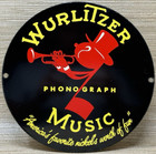 Vintage Wurlitzer Phonograph Music Porcelain Sign Rca Juke Box Gas Oil Record 45
