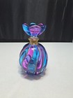 Italian Art Glass Perfume Bottle Illusions 24  Lead Purple Blue Swirl  ab 