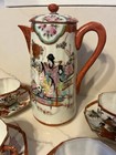 Antique Japanese Hand Painted Kutani Eggshell Porcelain 10 Pc Tea Set W geisha s