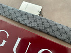 Gucci Mens Tie Gg Pattern Gray 100  Silk Nwt Slim