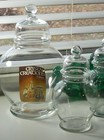 Vintage Libbey Glass Apothecary Candy Ginger Jars Large   Small 4 Piece Set