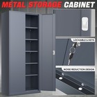 71  Gray Lockable Metal Utility Storage Tool Cabinet W  5 Adjustable Shelves
