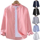 Mens Long Sleeve Cotton Soft Shirt Loose Blouse Button Down Shirts Casual