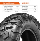 Four 25x10-12 Atv Tires 25x10x12 Utv All Terrain Sxs 6ply Tubeless Replacement