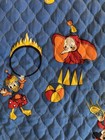 Vintage Walt Disney Mickey Mouse Dumbo Donald Duck Quilted Fabric Circus Theme