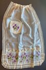 Antique Wedding Trousseau Sheer Silk Hand Embroidered Apron W  Pocket Unfinished