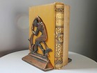 Pair Of Vintage Art Deco Machine Age Stylized Male Figure Copper Bookends