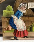 Victorian Die Cut Embossed Grandma W  Dog Greeting Bow In Garden Scrap - L5