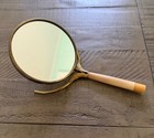Vintage Antique Double Sided Brass Lined Handheld Vanity Mirror