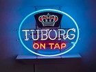 Rare Vintage 1972 Tuborg On Tap Beer Neon Sign Bar Breweriana