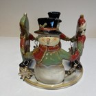 Yankee Candle Large Jar Candle Holder Snowman Kids Holiday Winter Decor New