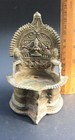 Indian Brown Patinated Bronze Gaja Lakshmi Oil Lamp Late 19th Century
