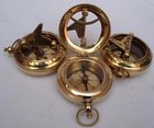 Vintage Maritime Brass Push Button Sundial Pocket Compass Lot Of 3 Collectible