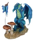 Amy Brown Strange Encounter Blue Dragon With Toadstool Pixie Fairy Figurine