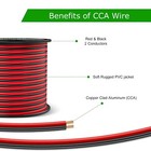 12 Gauge Wire 100ft  2 Conductor Electrical Cable - Red And Black  Low Voltage