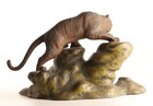 Vintage Japanese Bronze Tiger Statue Okimono Gasho       