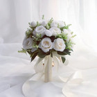 Bridal Bridesmaid Wedding Bouquet White Silk Flowers Roses Handmade Artificial B
