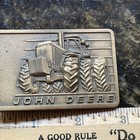 Vintage John Deere Brass Belt Buckle 3  Wide 2  Tall 1982 Tractor Made Usa Nice 