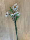 Vintage French Glass Beaded Flowers Four Daisies