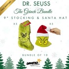 Dr  Seuss The Grinch Bundle 9  Stockings   Santa Hats     5 Ea  bundle Of 10  -tdr