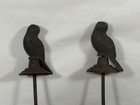 Pair Vintage Cast Iron Bird Garden Hose Guides - Antique Decorative Plant Stakes