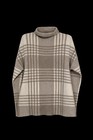 Max Studio Women s L Gray white Plaid Turtleneck Pullover Sweater Relaxed Fit