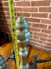 Antique Andirons Cast Iron Fireplace Andirons Finial  26    H 20    Mid Century