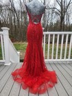 Sherri Hill Red Sleeveless Beaded Lace-up Back Prom Gown S Dress Wardrobe Size 2