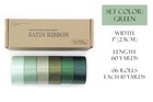 Green Satin Ribbon Set 1 Inch X 25 Yards For Flower Bouquet Gift Wrapping
