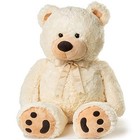  Huge Teddy Bear - 38 Inches  Cream  Fluffy Faux Fur  Ribbon   Bow Signature 
