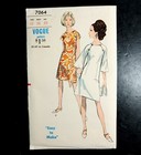 Vintage 1960s Vogue 7064 Mod Semi Fitted A-line Dress Sewing Pattern 10 Uncut