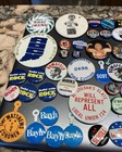 Large Lot Old Vintage Pinback Pins Buttons-political Advertising Etc