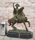 Signed Bronze Statue Sculpture Of Roman Horseback Officer Soldier By Kamiko