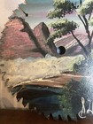 Vintage 10  Hand Painted Circular Saw Blade Scenic Unique Folk Art Artist Signed